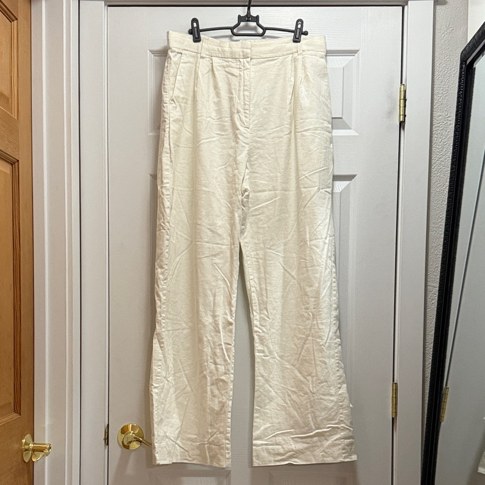 CREAM WHITE LINEN ABERCROMBIE WOMENS PANTS LARGE